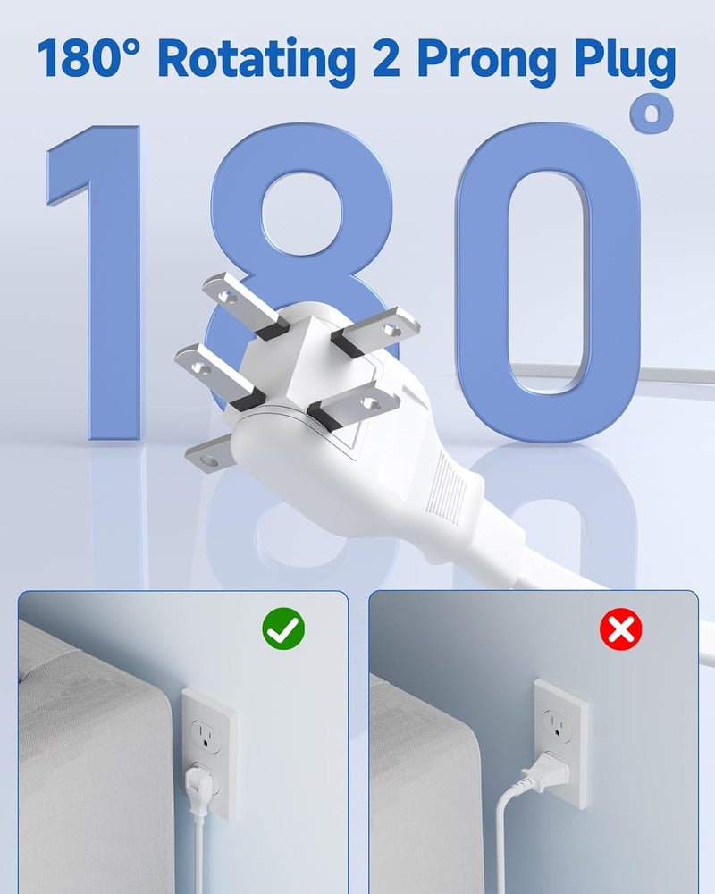 meta-ant US to Japan Adapter, 2 Prong to 3 Prong Outlet Adapter with 3 Outlets & 4 USB(2 USB-C), 5FT Extension Cord, 180 Rotating Flat Plug 1875W, Type A Plug Adapter for USA to Japanese China Canada - Image 3